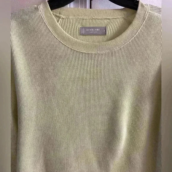 Everlane Crewneck Thermal‎ Light Green Organic Cotton Men's Small - Picture 2 of 6